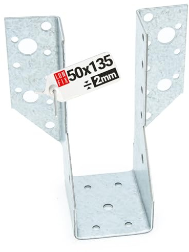 LUN FIX Balkenschuh Typ A 50x135 mm, Balkenverbinder, Holzverbinder, Metallwinkel verzinkt 2,0 mm, stabiler Balkenwinkel für Holzbalken, ideal als Balkenhalter für Carport, Pergola und Holzbau
