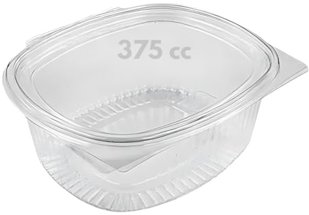 50 Vaschette 375cc per Alimenti Usa e Getta con Coperchio Ovali Trasparenti in Pet Misura Contenitori con Coperchio Unito Trasparente Chiusura ermetica MADE IN ITALY (375 cc)