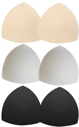 DHWEKU 6 pezzi Inserti per Reggiseno Triangolare Traspiranti Colore della Pelle Imbottitura Seno Rimovibile Morbidi Donne e Ragazze