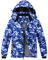 MoFiz Veste de Ski Garçon Hiver Chaud Blouson de Randonnée Imperméable en Polaire Coupe-Vent Neige Enfant Sport Manteau avec Capuche Amovible Camouflage Bleu L(13-16 ans)