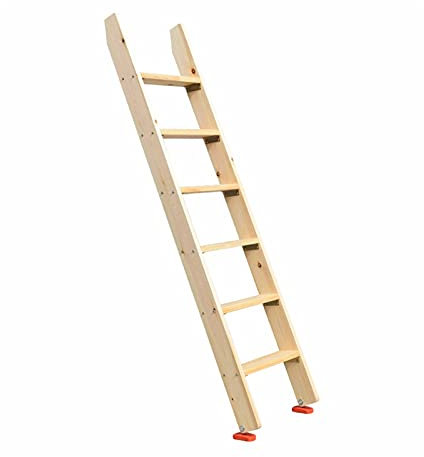 Bettleiter aus Naturholz, Etagenbettleiter mit Hakenhalterung und Gummi-Fußpolster, 100 cm/125 cm/150 cm Länge, robuste Sicherheitsleiter für Wohnmobil-Etagenbett, Hochbett, Schlafsaal (44 x 150 cm)