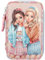 Depesche 13009 TOPModel Team Teddy - Gefüllte 3-Fach Federtasche in Rosé, mit Model Motiv und Anhänger, Federmappe mit Buntstiften, Lineal, Schere uvm.