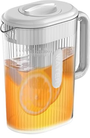 Cruche, pichet à eau, cruche à eau de 2 l avec couvercle supérieur, conteneurs à jus avec filtre intégré, pichet à eau chaude et froide, cruche à boisson résistante au ca