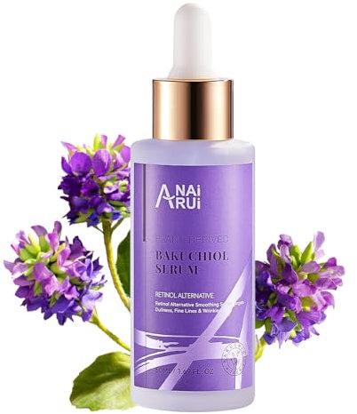 ANAiRUi Bakuchiol Serum 50 ml, Anti Aging, Reduzierend feine Linien und Falten, mit Hyaluronsäure und Peptide - die Natürliche Alternative zu Retinol