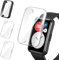 iVoler 3 Pezzi Cover con Pellicola Protettiva per Huawei Watch Fit/Fit New/Fit SE (Special Edition), Copertura Completa Custodia Anti-Graffio Ultra Sottile Morbida TPU Case, 2 Trasparente + 1 Nero