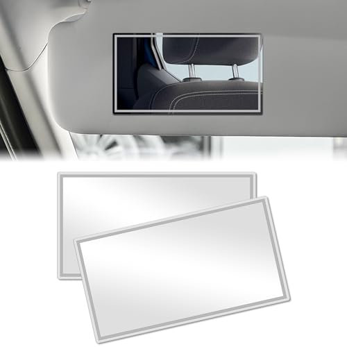 Adiwo Auto Sun Visor HD Makeup Mirror, Self-Adhesive Car Vanity Mirror, Universal Car Interior Cosmetic Mirror, Stainless Steel Car Visor Mirror, for Car Truck SUV Rear View Seatback Mirror, 2PCS