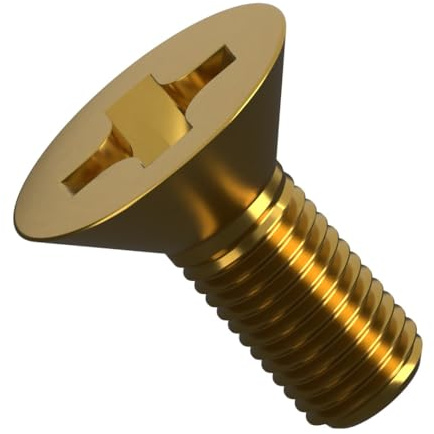 M5 (5mm x 20mm) Brass Phillips Countersunk Machine Screws Metric Flat Head Steel Fully Threaded DIN 965 (Pack of 20) E3D