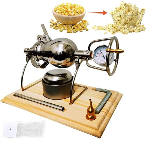 HIQIDI Hand Popcorn Machine, High Pressure Popcorn Maker, Chinese Traditional Old-Fashioned Pop Corn Machine, Stainless Steel Mini Hand Cannon Food Amplifier,268ml