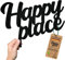 Happy Place Schriftzug - Deko Wand Schild - Wohnzimmer Dekoration - Wanddeko für zu Hause - Wandsticker - Home Wandkunst - Küche oder Schlafzimmer - Wandschild aus Kunststoff