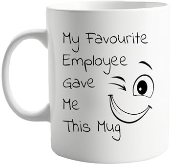 signkitsuk My Favourite Employee Gave Me This Mug - 11oz Funny Coffee Mug for Office, Work, or Home - Quirky Gift for Boss, Colleague, or Coworker - Ceramic Mug for Humor and Laughter