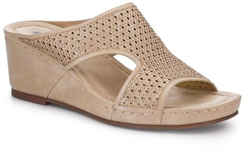 Pavers High Wedge Heel Mules - Natural Size 4