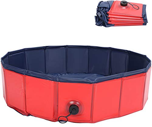 Piscina de Remo pequeña para Perros, bañera de baño Plegable, Lavabo de baño portátil de Ducha de baño bañera para Mascotas para Gatos de Cachorro (Red)