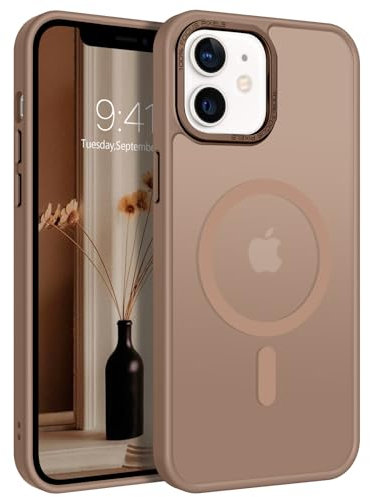 GaoBao für iPhone 12 Hülle, iPhone 12 Pro Hülle [Kompatibel mit MagSafe] Durchscheinende Matte Magnetische Stoßfeste Anti-Fingerabdruck Schutzhülle, Handyhülle iPhone 12/iPhone 12 Pro Case, Braun