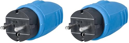 as - Schwabe Gummistecker Schutzkontaktstecker mit doppeltem Schutzkontakt, Leitungen bis max. 2,5mm² - für den Außenbereich geeignet, 230V, 16A, IP44, Blau, Made in Germany, 62401 (Packung mit 2)