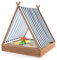 DREAMADE Sandkasten 124 x 123 x 134 cm, Kinder Sandkasten aus Tannenholz mit Überdachung, Sandkiste mit Zeltdach, 2 Sitzbänken & offenem Boden, Sandkasten groß für Hinterhof, Strand, Garten