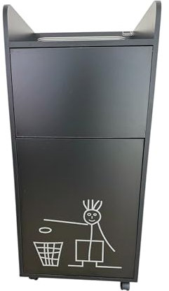 Meuble Poubelle pour Fast Food, Snack, caféteria, Restauration Rapide, Professionnel, horeca, avec bac en PVC et Trappe à Bascule Coloris NOIR