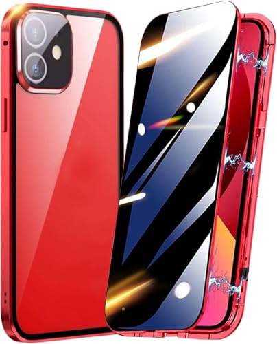 Yoursea Magnetic Privacy Case for iPhone 14 Plus,360 Degree Front and Back Privacy Tempered Glass Cover, Anti SPY Screen, Anti Peep Magnetic Adsorption Metal Bumper with Lens Protector