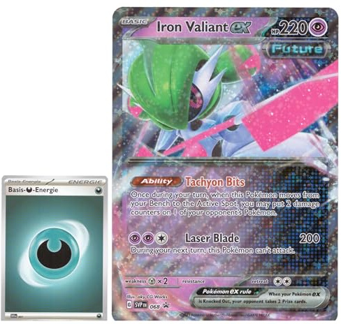 BB-Toy-Trades PKM Trading Card XXL Black Star Promo Card Iron Valiant ex SVP 068 - English - Fullart Holo Mega Jumbo Oversize Single Card with BB-Toy-Trades Sleeve (Iron Valiant ex)
