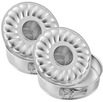 Zenker 9341950B88 Ensemble de 2 Moules à manqué et à savarin Double Fond 26 cm Silver Kuchenform, Stahl_etame, grau