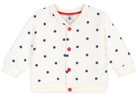 Petit Bateau Veste Teddy Bébé en Coton, Imprimée À Pois Bleu A0fpw01 Vêtements Jour Bébé Fille (Lot de 1)