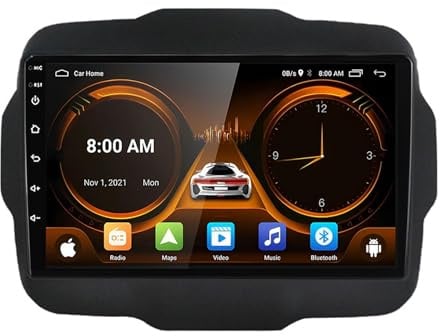 BCBSYCJP Autoradios Auf EIN Android 14-Navi-Display für Jeep Renegade 2014-2020 Navi Carplay Auto 9 Zoll 2 Din Doppel Din Auto Radio Touch Display mit DSP FM RDS DAB Bluetooth