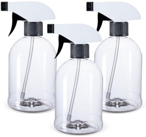 HR Hogar | Botella Pulverizador Spray 250 mL Pack 3 - Hecho en España - Aerosol de Plástico PET Resistente y Reciclable con Boquilla Regulable para Limpieza y Jardinería
