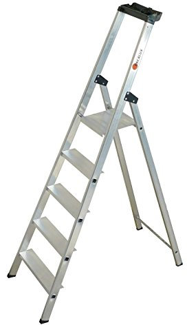 Escalux V22415 ESCANORM Escabeau Professionnel Aluminium 5 marches serties, Gris