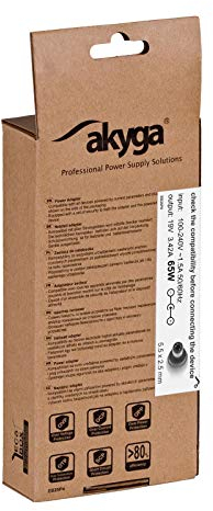 Akyga Ersatz-Netzteil für Acer, Asus, Benq, Fujitsu, HP, IBM, Toshiba Notebook / 19 V / 3.42 A / 65 W / 5.5 x 2.5 mm