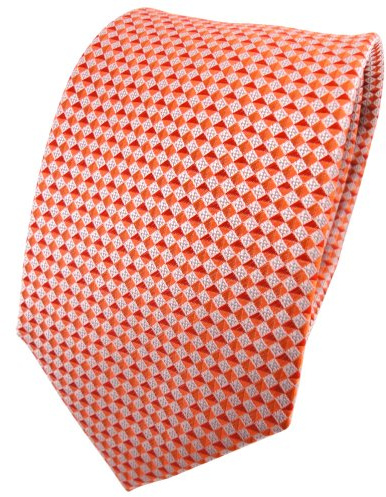 TigerTie Seidenkrawatte orange silber grau gemustert - Krawatte Seide