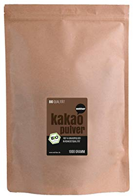Roh Kakaopulver Rohkost Bio + Von Wohltuer + Nicht geröstet + Kalt verarbeitet + Aus Kleinbauernkooperative (1000g)