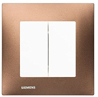 SIEMENS - Double Va et Vient Blanc Delta Viva + Plaque Métal Marron