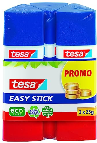 tesa Easy Stick ecoLogo dreieckiger Klebestift, 3x 25 g, blau
