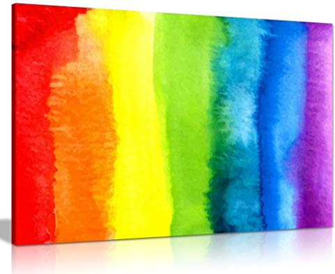 Abstract Watercolour Rainbow Canvas Wall Art Picture Print (18x12)