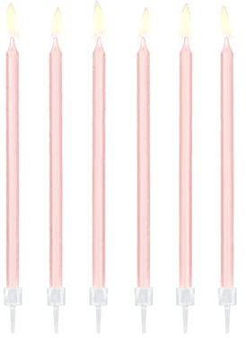 PartyDeco Kerzen & Halter 14 cm | 12Stk. - Glatt Rosa