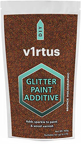V1rtus peinture Bronze Holographic Glitter cristal additif pour 100 g Peinture Emulsion - pour une utilisation avec intérieur/extérieur Mur, Plafond, bois, métal, vernis, Mort plat, Matt, Soft Sheen