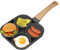 Shoze Egg Frying Pan Non-Stick Egg Pan with 4 Hole Multi Aluminum Alloy Fried Egg Pan with Wooden Handle for Burger Eggs Ham