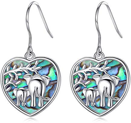 AEONSLOVE Perlmuttohrringe Silber 925 Damen Perlmutt Elefanten Ohrringe für Mutter Frauen Mädchen Elefanten Schmuck Geschenke für Muttertag Geburtstag