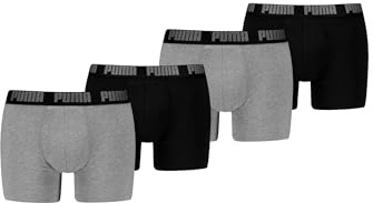 PUMA 4 er Pack Boxer Boxershorts Men Herren Unterhose Pant Unterwäsche, Farbe:691 - Dark Grey Melange/Black, Bekleidungsgröße:S
