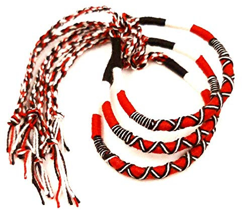 Funight Lot de 3 Bracelet brésilien d'Amitié en Coton Tressé Macramé Porte Bonheur homme femme fille garçon rouge et noir