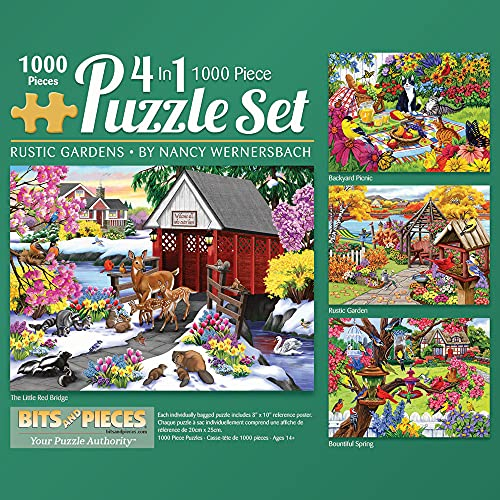 Bits and Pieces, rustikaler Garten, reichhaltiges Frühlings-Puzzle von Künstler Nancy Wernersbach