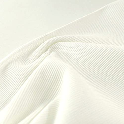 TOLKO 50cm Bündchen-Jersey für Shirt Kleid Rock | Kleiderstoff Modestoff Weich knitterarm elastisch | 50cm breit Schlauch Jersey Baumwollstoff Jersey Stoff Meterware (Creme Rippe)