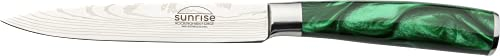 Rockingham Forge Sunrise Collection 5 Utility Knife, Stainless Steel with Resin Handles, Emerald Green