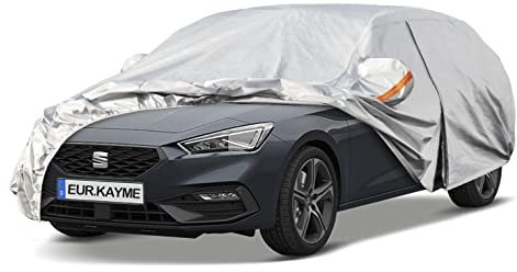 Kayme Autoabdeckung Kombi Wasserdicht Atmungsaktiv Passend für 2020-2023 Seat Leon Sports Tourer, Vollgarage Autoplane für Regen Sonne Staub Schutz,Auto Abdeckplane Faltgarage (3-7 Tage liefern)