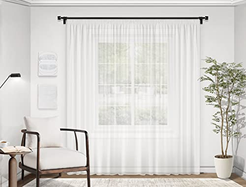 Gardinestan Gardinenvorhang mit Kräuselband Trasparent halbtransparent mit Bleiband weiße Gardinenstores Store Webstore perfekt in verschiedenen Größen (Breite 200cm Höhe 140cm (Dekobreite 100cm))