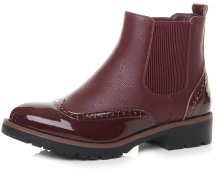 AJVANI Womens ladies low block heel slip on brogue chelsea ankle boots size