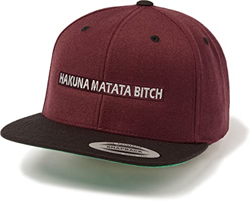 Cap Herren Flexfit Snapback : Hakuna Matata - Basecap Herren & Damen Baseball Cap Kappe Mütze Männer Schwarz (Maroon/Black)