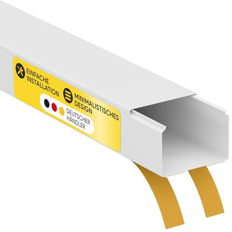 Kabelkanal aus hochwertigem PVC weiß Selbstklebend 2m - 5 Stück - 60x40mm