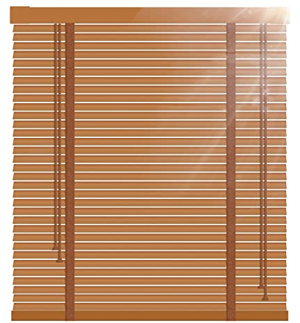 Holzjalousie Jalousie Holz in Dunkelbraun/Schwarz/Weiß, 60/80/100/120/140cm Breite, Fensterjalousie Holz Jalousien Blickschutz Fenster, Holz Rollos für Innen,Braun,140x220L(cm)