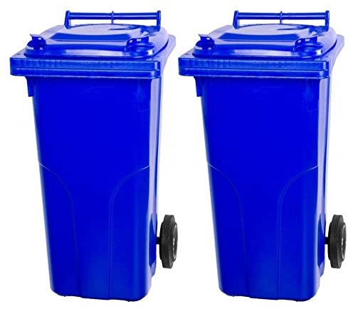 PROREGAL SuperSparSet 2x 2-Rad-Mülltonne MGB | HDPE-Kunststoff | 120 Liter | Blau | Mülltonne, Müllgroßbehälter, Mülleimer, Abfalltonne, Müllbehälter, Universaltonne