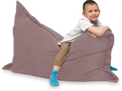 chilly pilley Puf De Pana Cojín De Suelo Puf Relleno De Poliestireno Puf Gigante Material De Cuerda Cojín De Asiento Cojín De Jardín para Tumbarse Y Sentarse Pana 100x155 Rosa